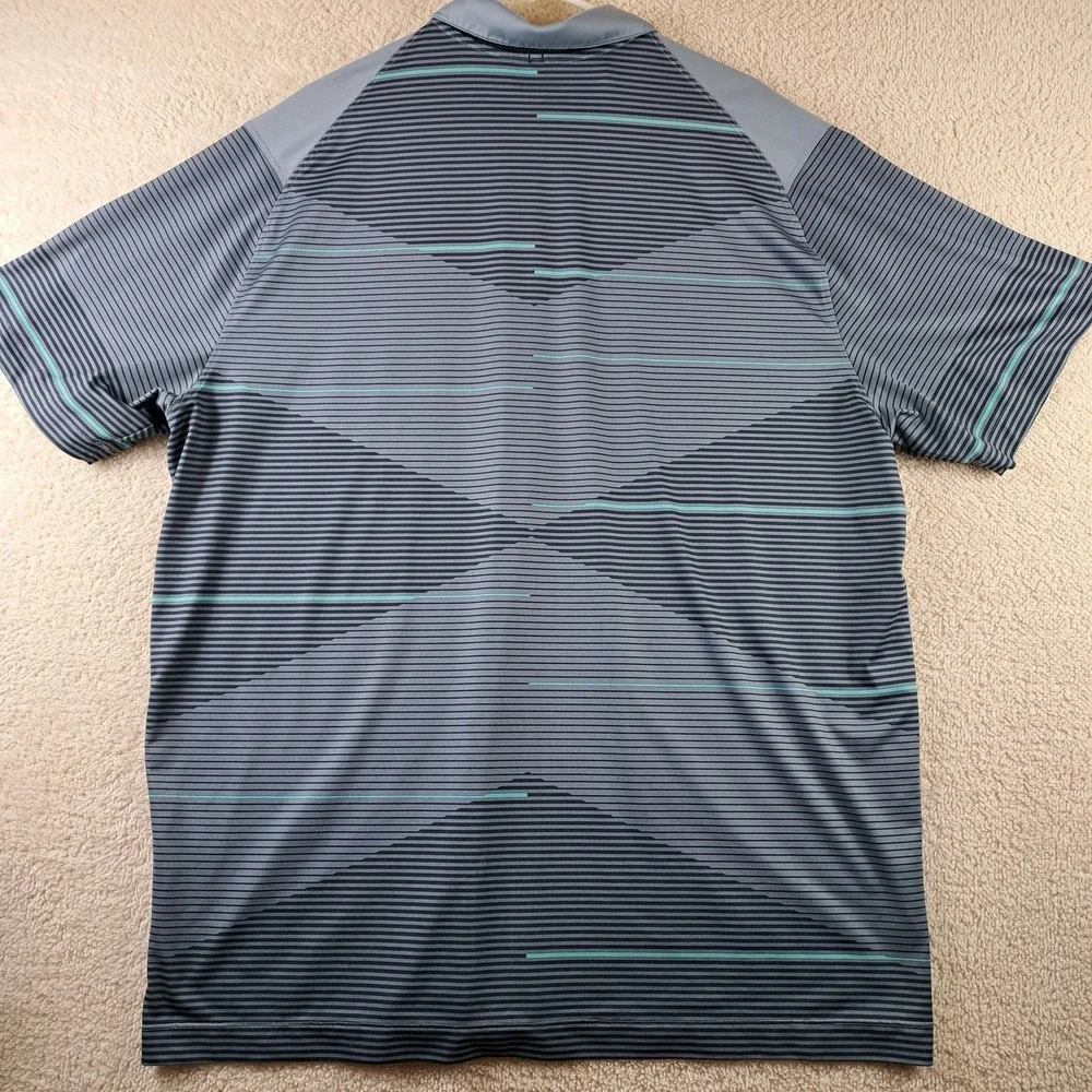 Nike Golf Tour‎ Performance Dri-Fit Polo Shirt Men's XXL Blue Gray Striped Short